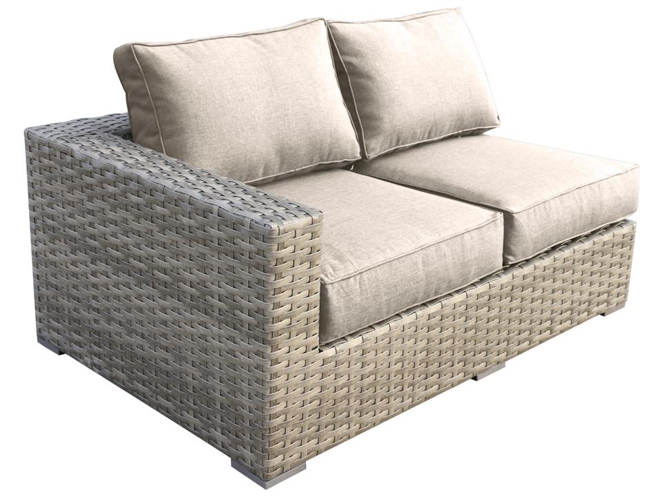 Bali Wicker Loveseat Sofa in Light Beige with Silver Grey Frame