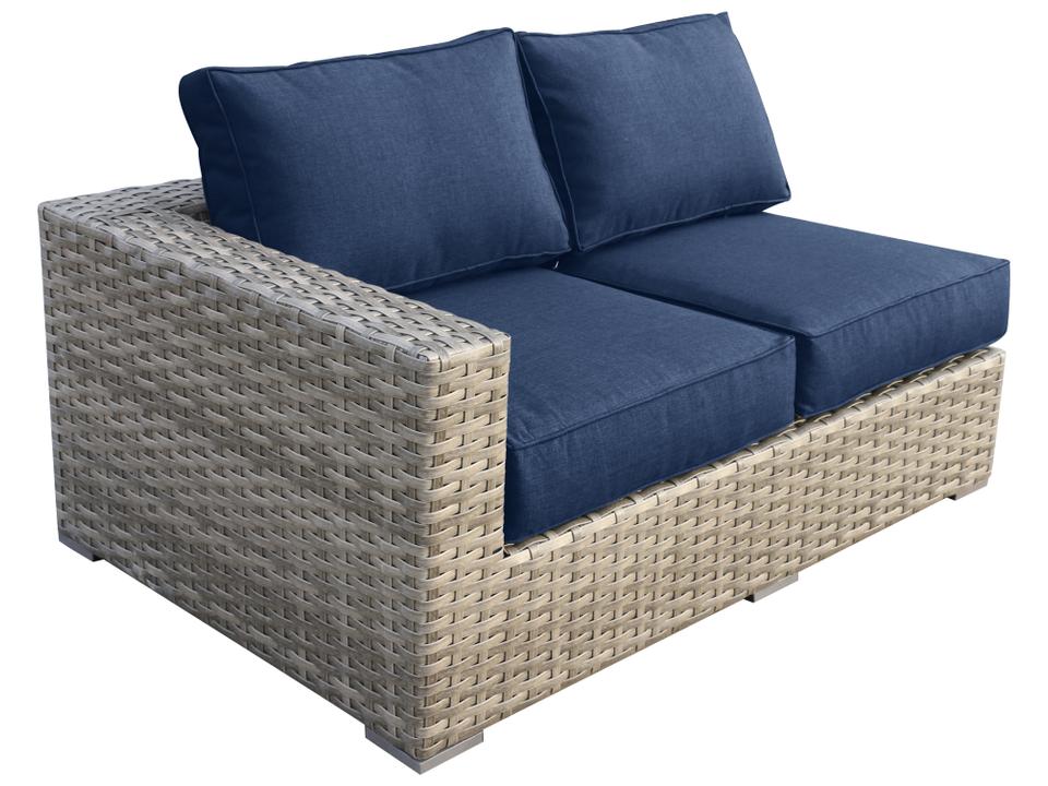 Bali 2-Seat Wicker Outdoor Sofa with Navy Olefin Cushions