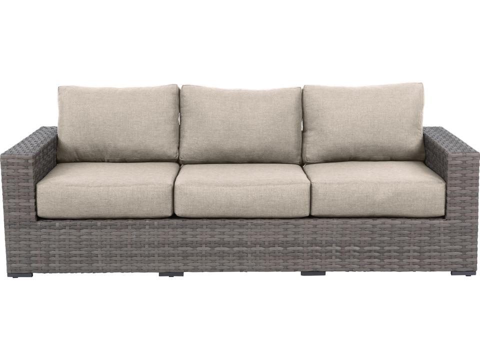 Bali 3-Seat Outdoor Sofa with Light Beige Olefin Cushions