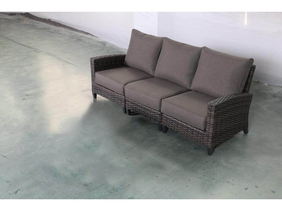 Barbados 3-Seat Outdoor Sofa with Olefin Cushions Aluminum Frame