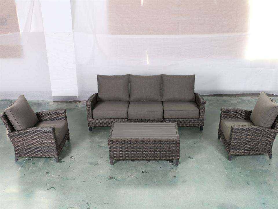 Furniture Barbados 4-Piece Wicker Patio Sofa Conversation Set with Olefin Cushions