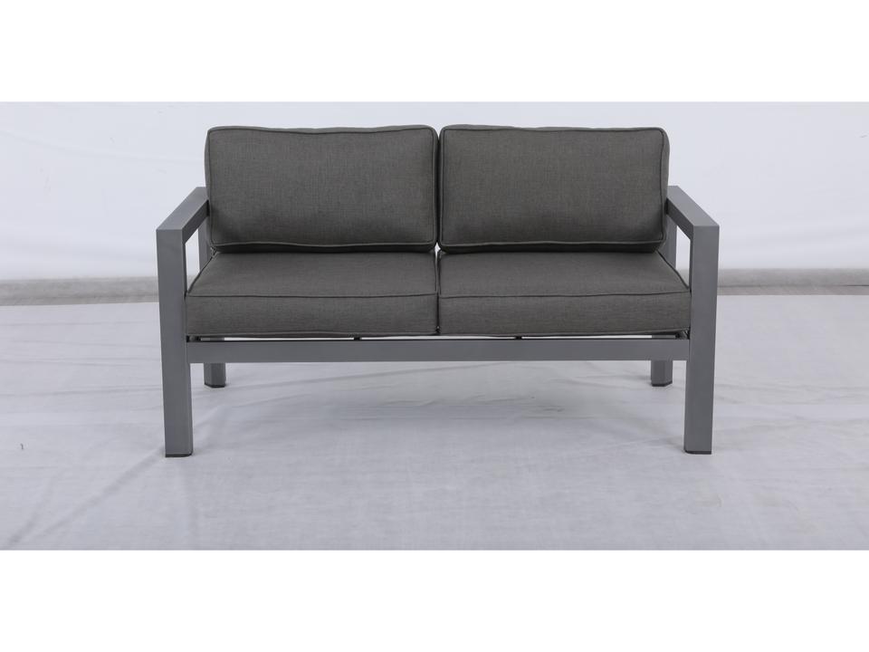 Cabo Aluminum Loveseat with Charcoal Olefin Cushions