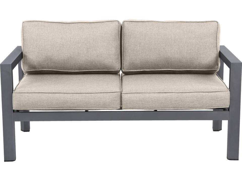 Cabo Aluminum Cushion Loveseat with Light Beige Olefin Cushions