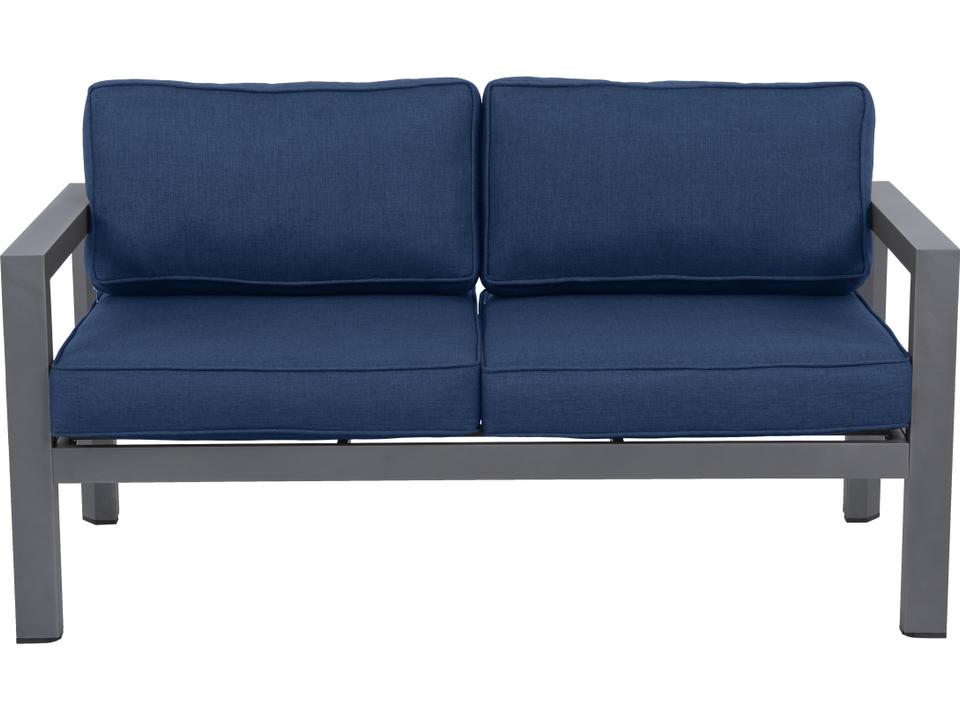 Cabo Aluminum Wicker Cushion Loveseat in Navy