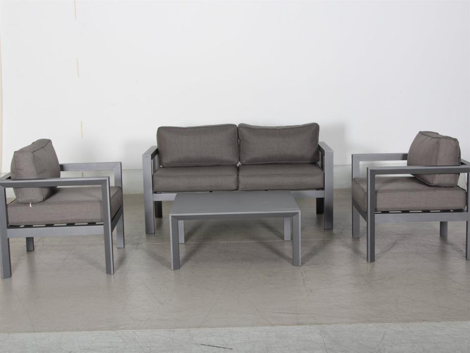 Cabo 4-Piece Aluminum Outdoor Lounge Set in Grey