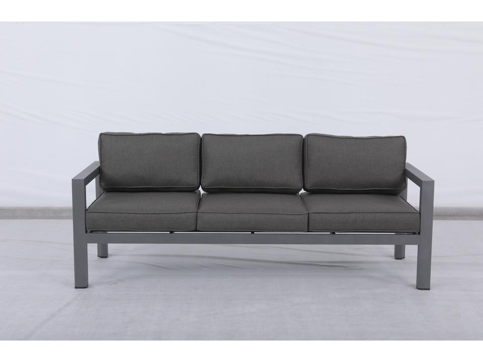 Cabo 3-Seat Aluminum Outdoor Sofa in Grey