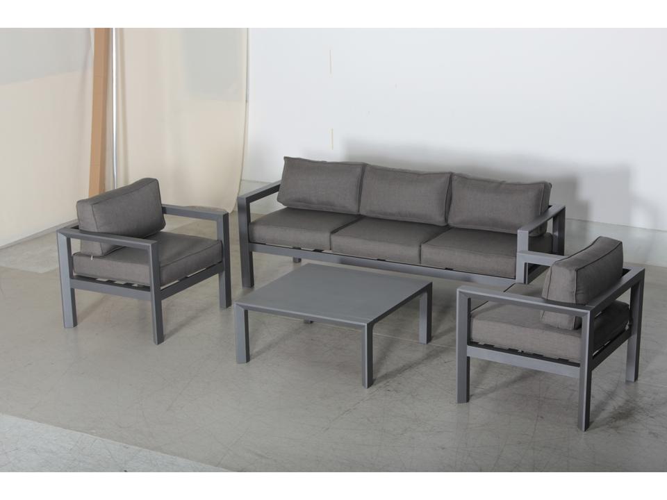 Cabo 5-Piece Aluminum Patio Lounge Set with Grey Olefin Cushions
