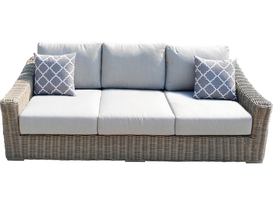 Tulum 3-Seat Resin Wicker Patio Sofa with Olefin Cushions