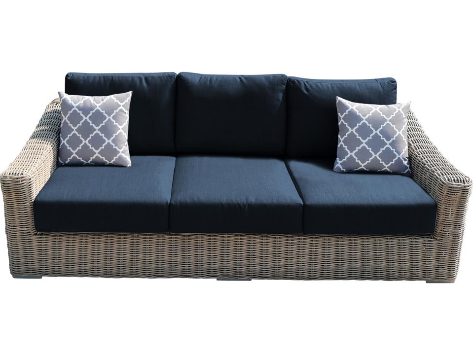 Tulum 3-Seat Outdoor Sofa in Blue with Olefin Cushions