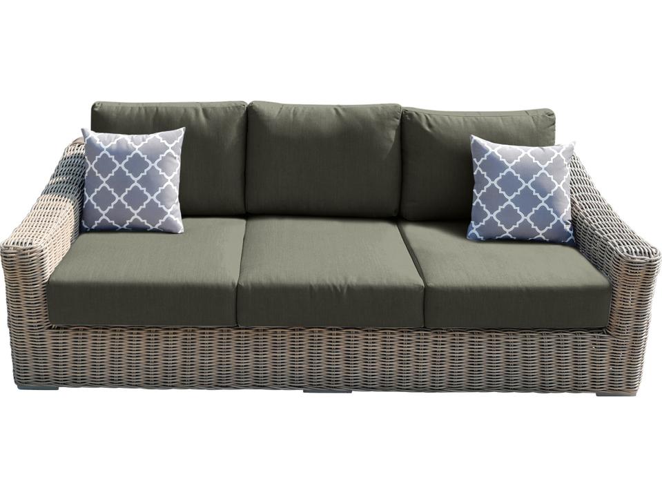 Tulum 3-Seat Outdoor Sofa with Grey Olefin Cushions
