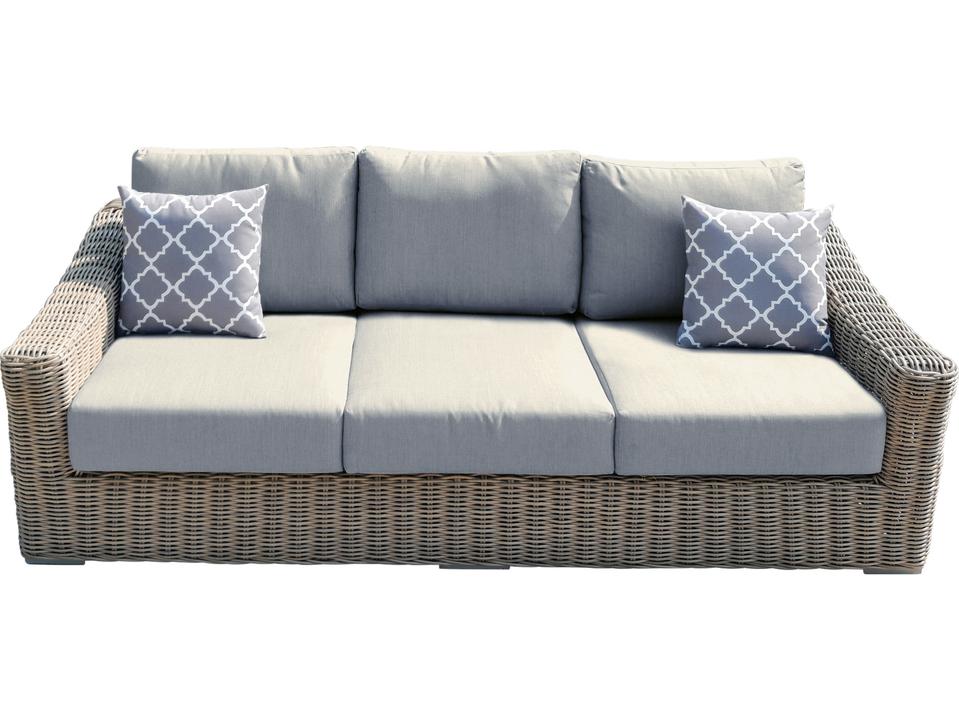 Tulum 3-Seat Outdoor Sofa with Light Beige Olefin Cushions