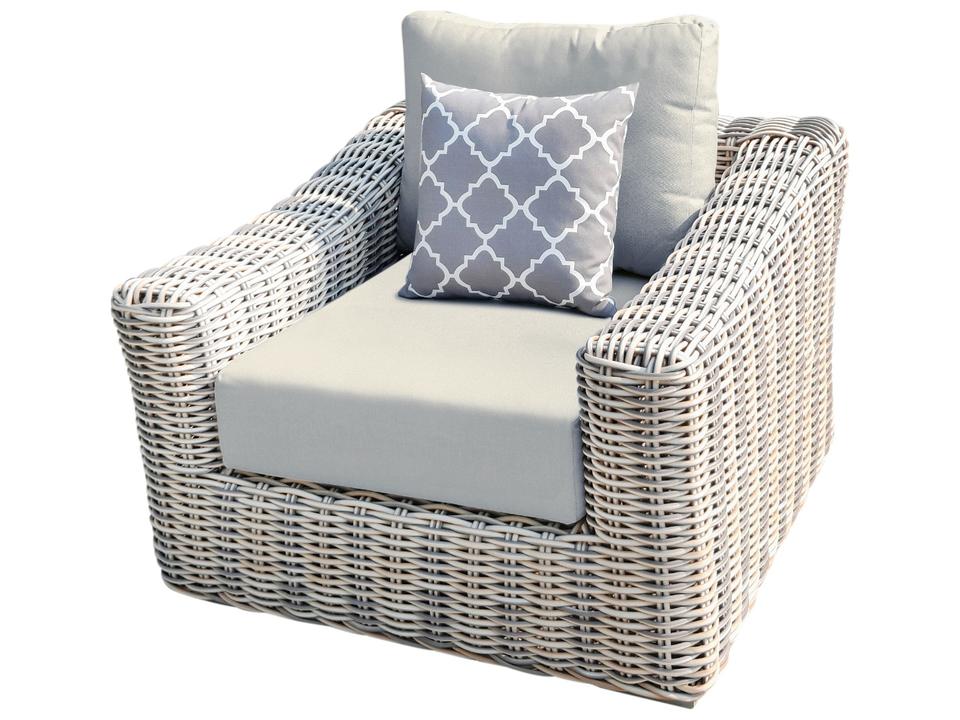 Hawaii Aluminum Resin Wicker Lounge Chair with Light Beige Olefin Cushion