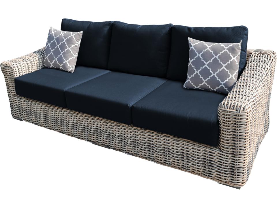 Furniture Hawaii 3-Seat Olefin Cushion Sofa in Blue