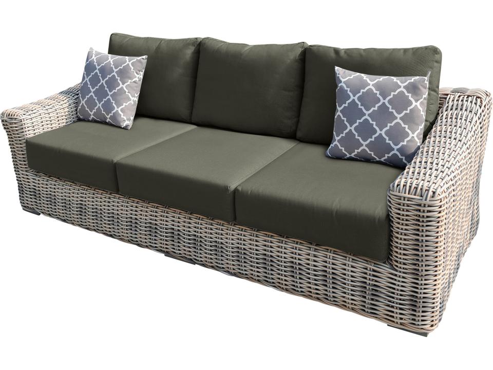 Hawaii 3-Seat Aluminum Cushion Sofa in Grey Olefin