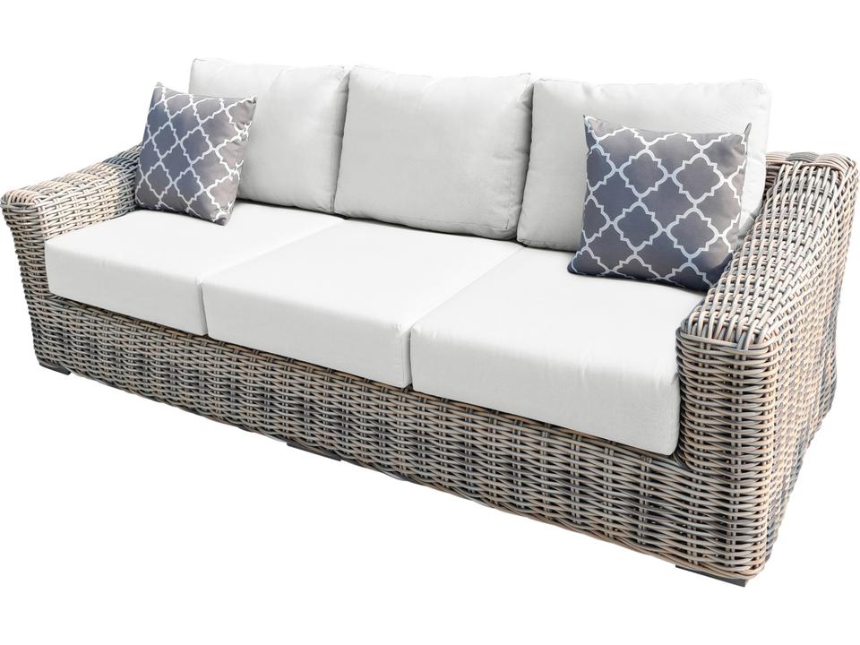 Hawaii Outdoor Sofa Three-Tone Wicker with White Olefin Cushions