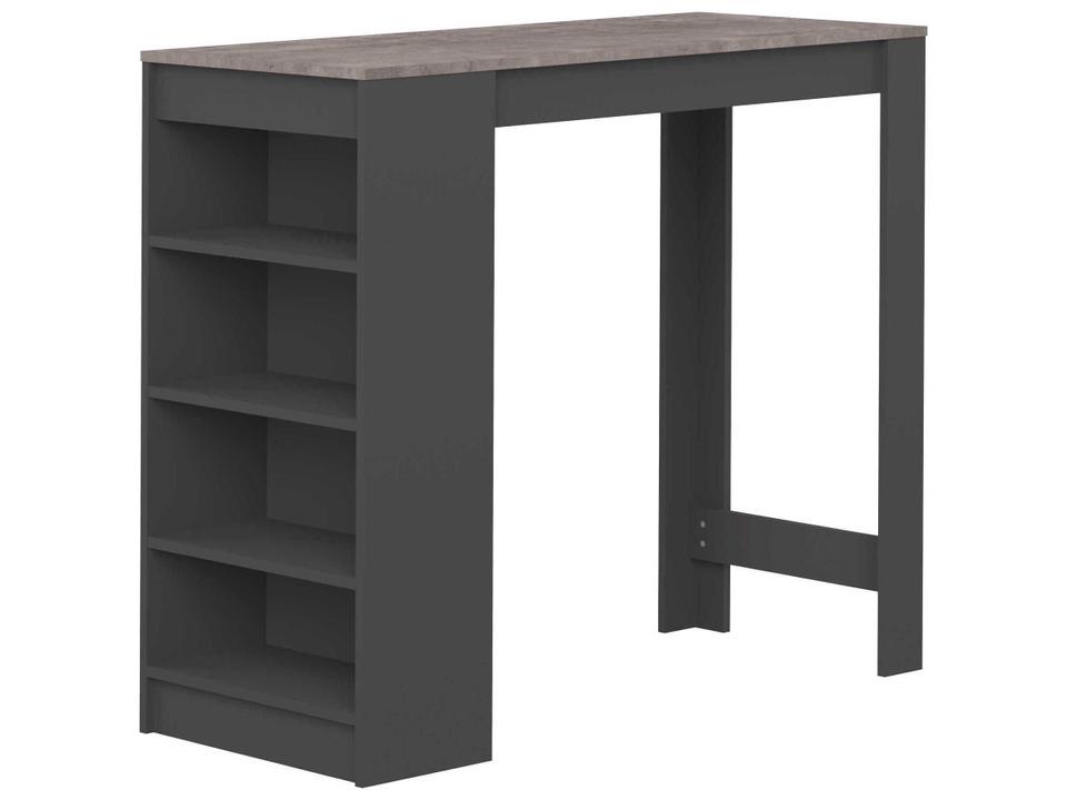 Aravis Black Concrete Look Rectangular Bar Table with Storage