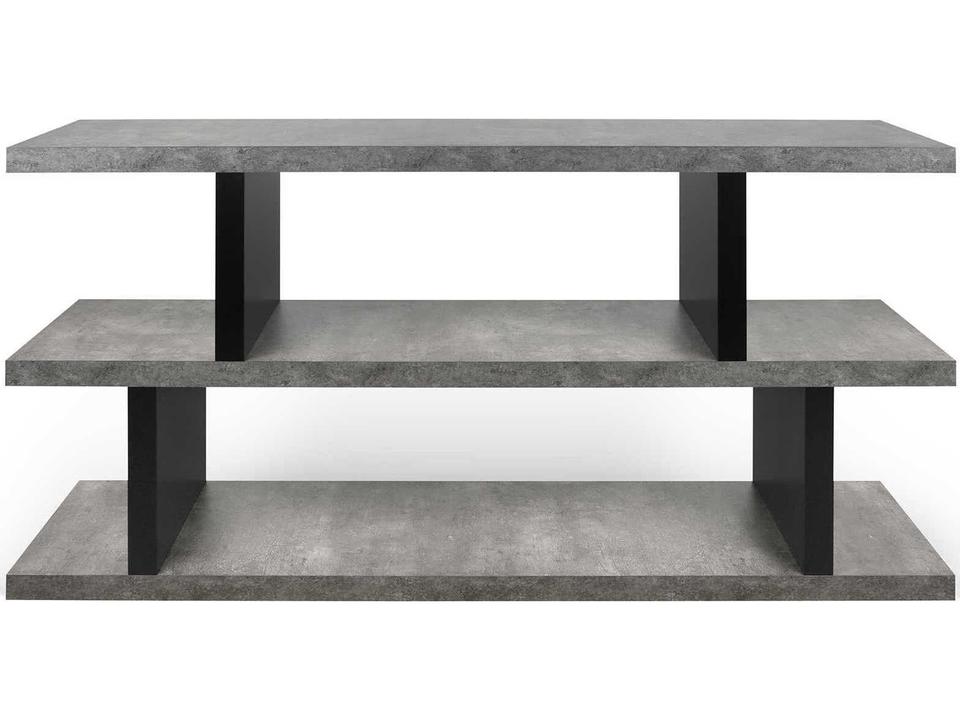 Step Concrete Look Pure Black Modern Bookcase Shelving Unit