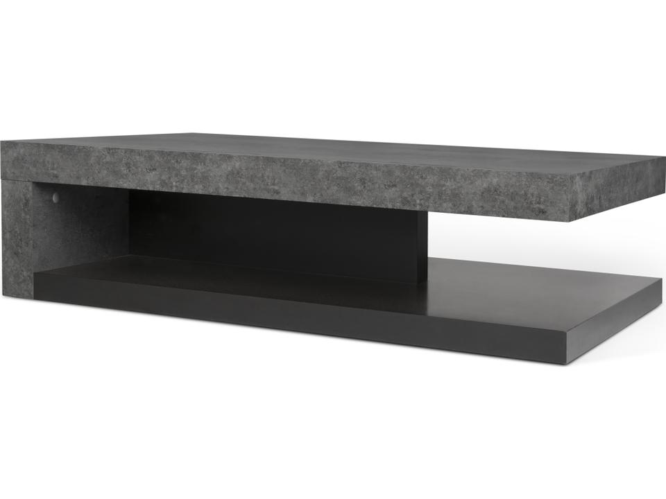 Detroit Rectangular Coffee Table in Faux Concrete and Pure Black