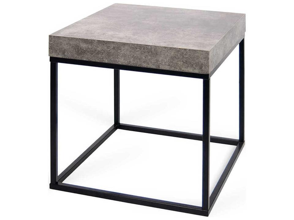 Petra Square End Table in Concrete Look and Black