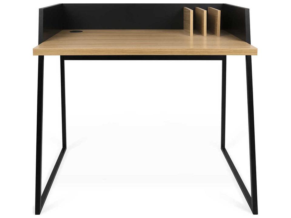 Volga Computer Desk Oak Pure Black Compact Modern