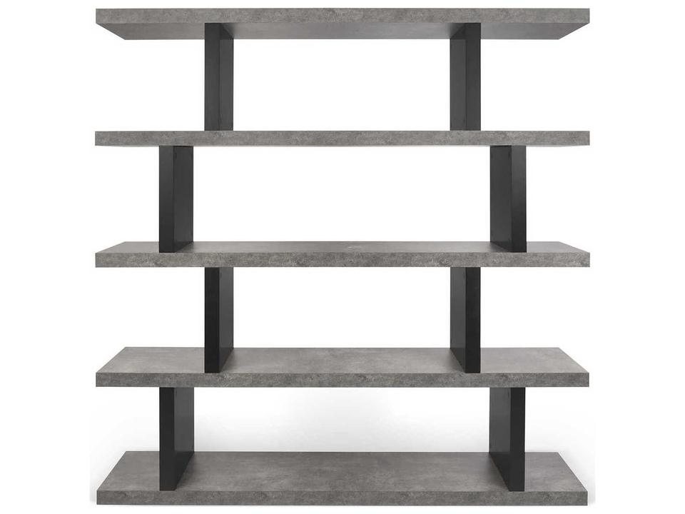 Step Concrete Look Pure Black Bookcase