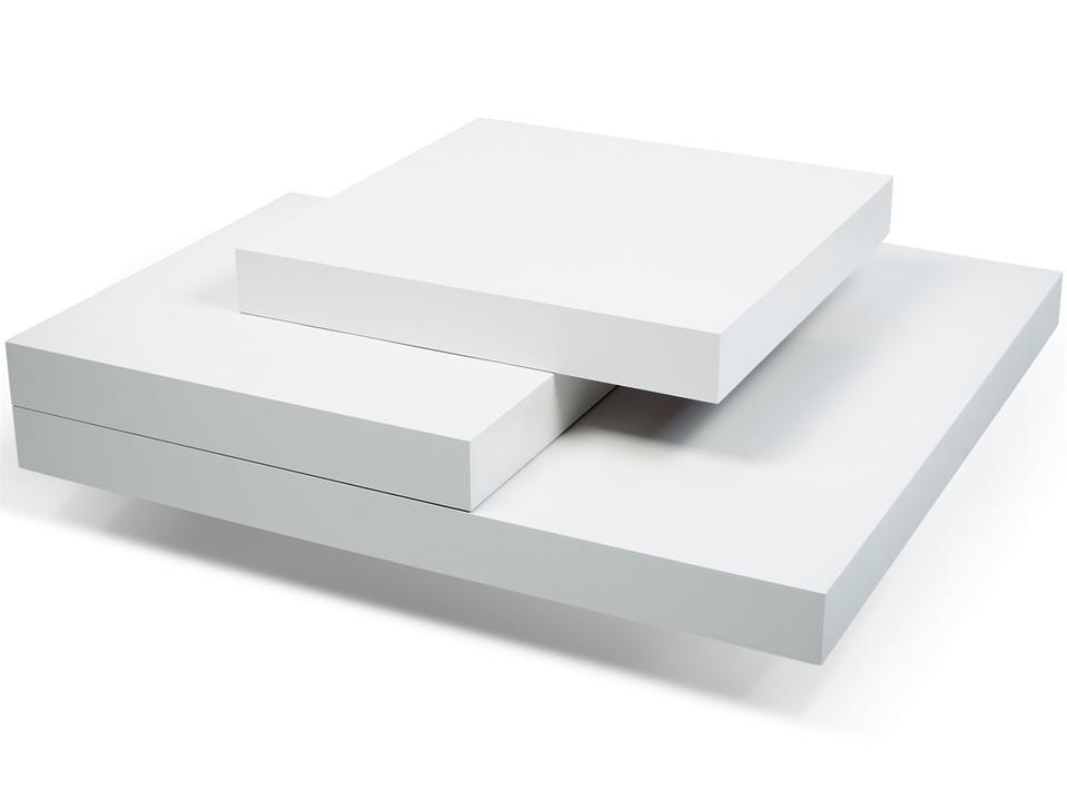 Slate Square Multi-Level Coffee Table in Pure White