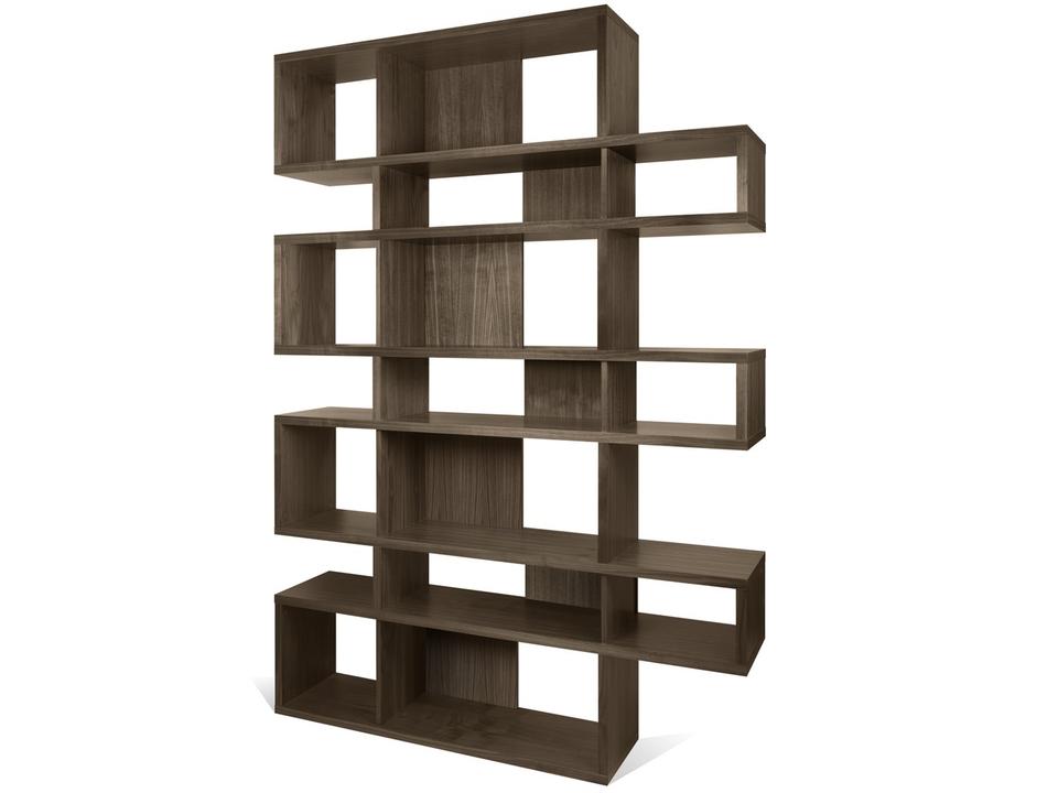 London 7-Shelf Walnut Wood Bookcase and Room Divider