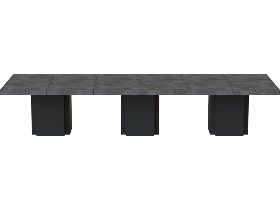 Dusk Extra-Long Rectangle Conference Table in Concrete Look and Pure Black