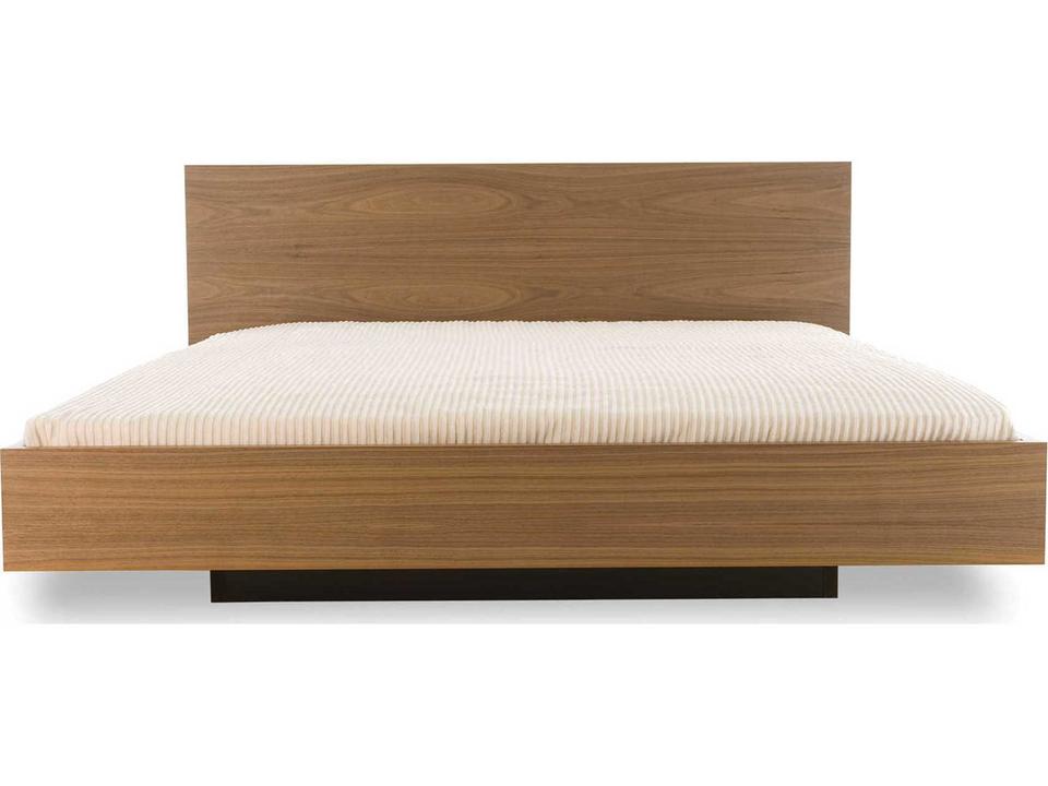Float King Platform Bed with Slat Mattress Support in Walnut