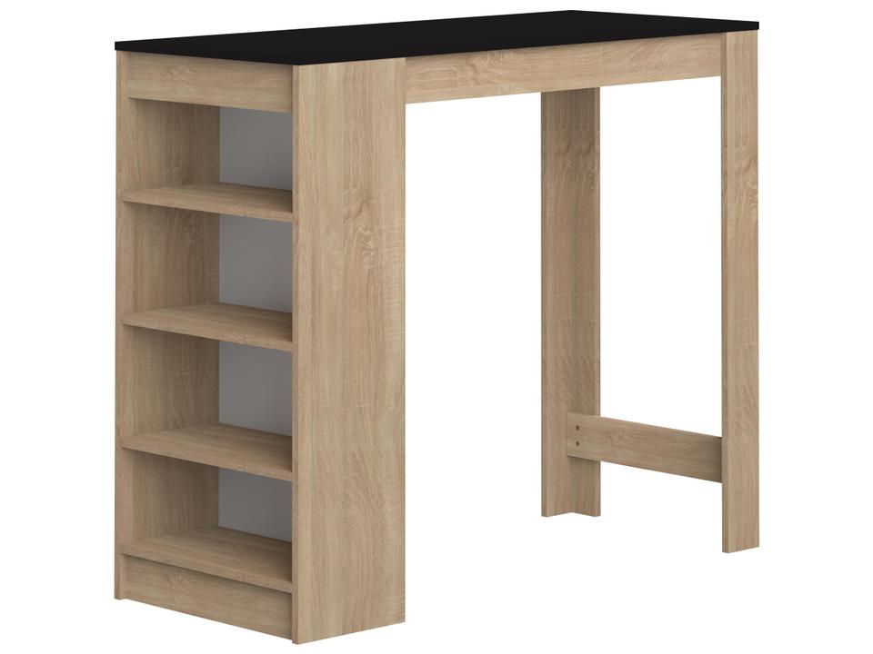 Aravis Rectangular Bar Table with Storage in Natural Oak and Black