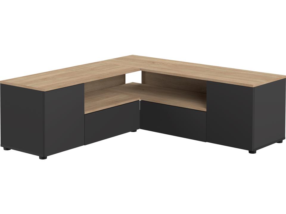 Angle 51-Inch Media Console TV Stand in Black and Oak