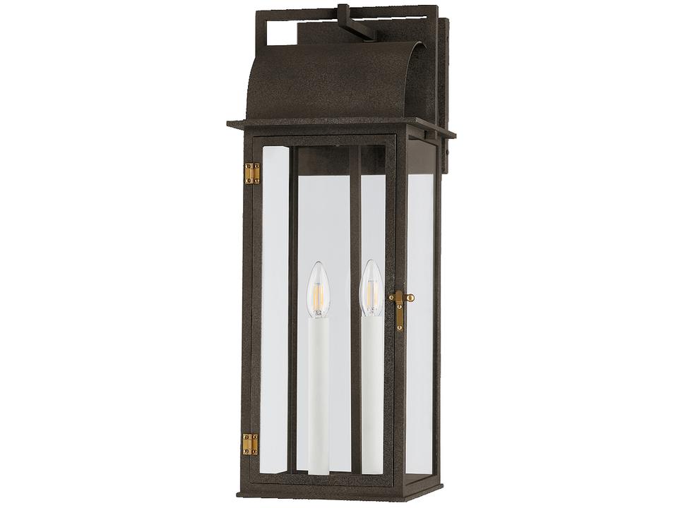 Bohen 2-Light Outdoor Wall Sconce in French Iron and Patina Brass