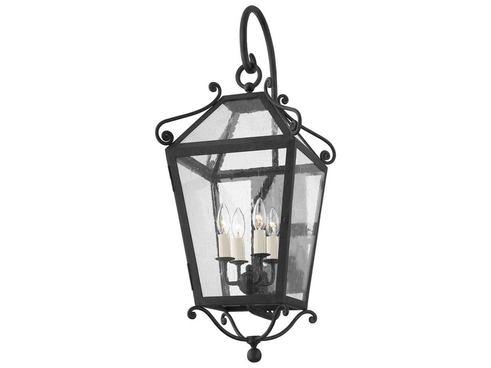 Santa Barbara County 4-Light Outdoor Wall Sconce in French Iron with Clear Seeded Glass