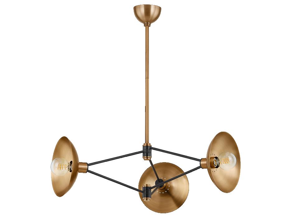 Axel 3-Light Chandelier in Patina Brass and Soft Black