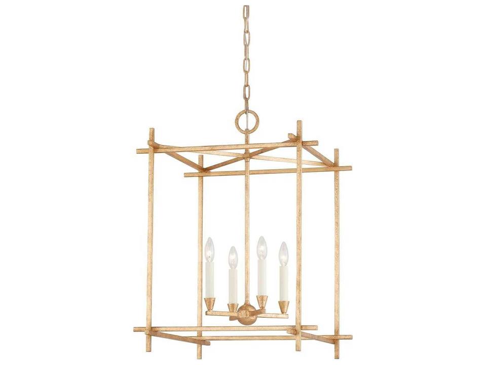 Huck 4-Light Lantern Pendant in Vintage Gold Leaf