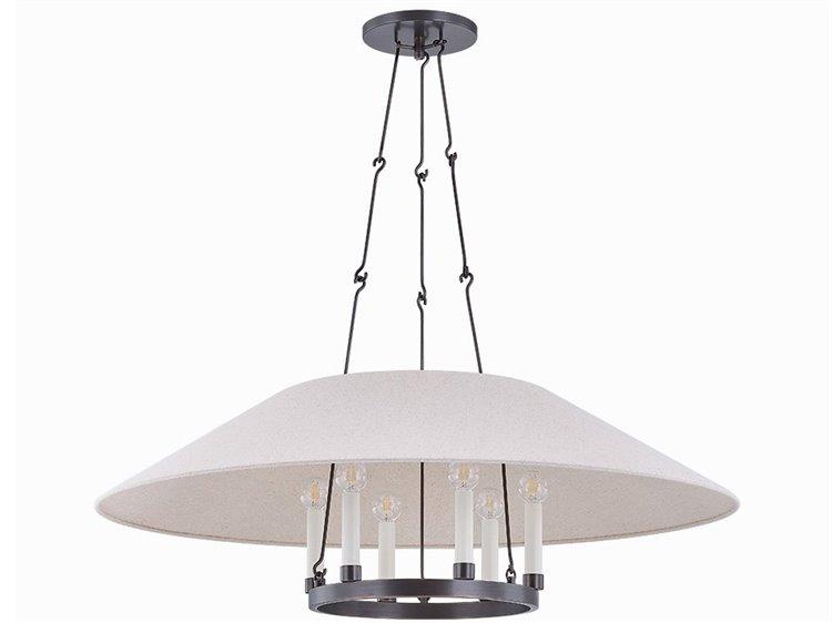 Archive 6-Light Bronze Chandelier with Natural Linen Shade by Lauren Liess