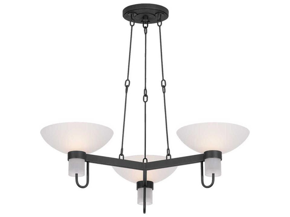 Arturo 3-Light Chandelier in Textured Bronze Highlight and Etched Matte Glass