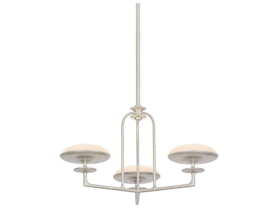 Pacific 3-Light LED Chandelier in Warm Silver Leaf and Etched Matte Glass