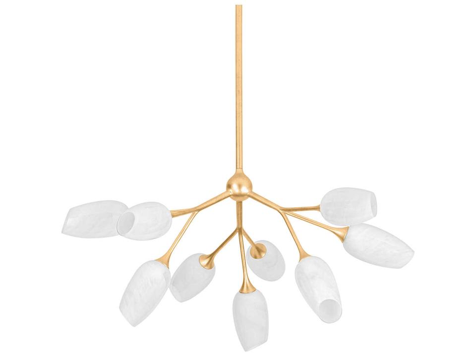 Aldean 9-Light Chandelier in Vintage Gold Leaf with Cloud Glass