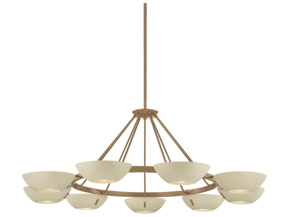 Alturas 9-Light Chandelier in Patina Brass with Soft Sand Shades