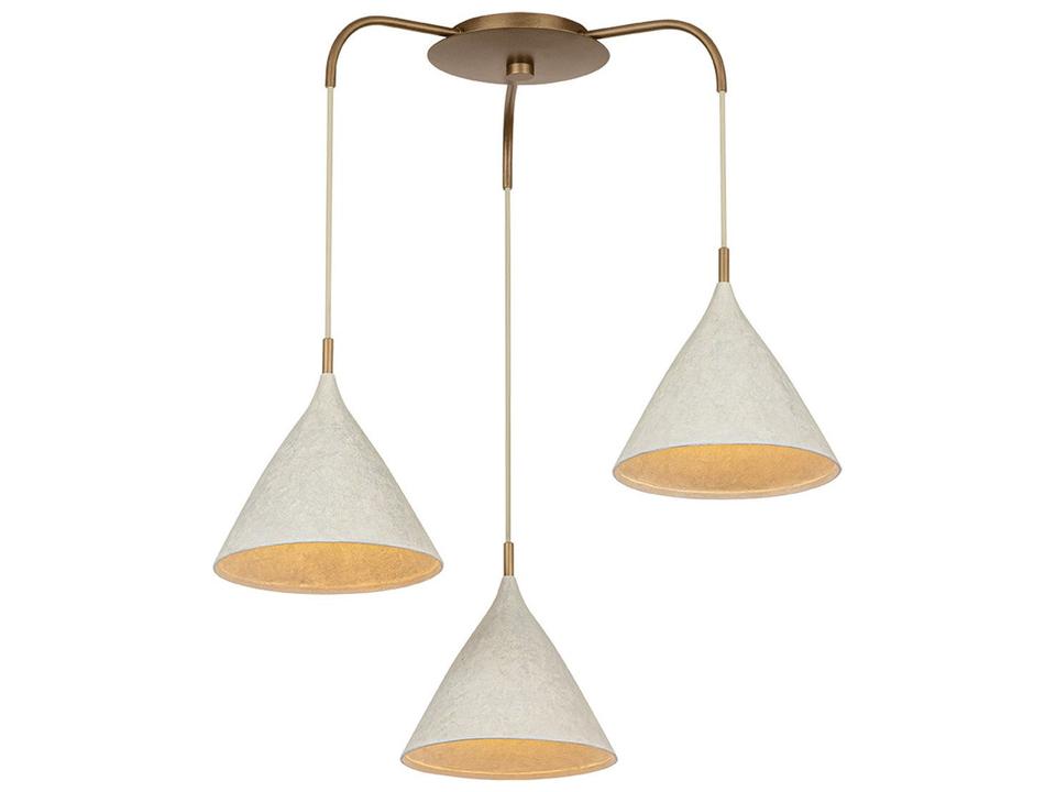 Benson 3-Light Patina Brass Limewash Plaster Chandelier