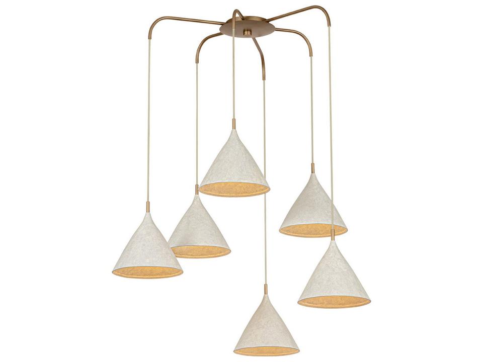 Benson 6-Light Patina Brass Limewash Plaster Chandelier