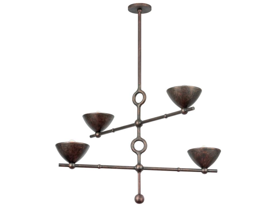 Vishal 4-Light Chandelier in Black Patina Gold Iron