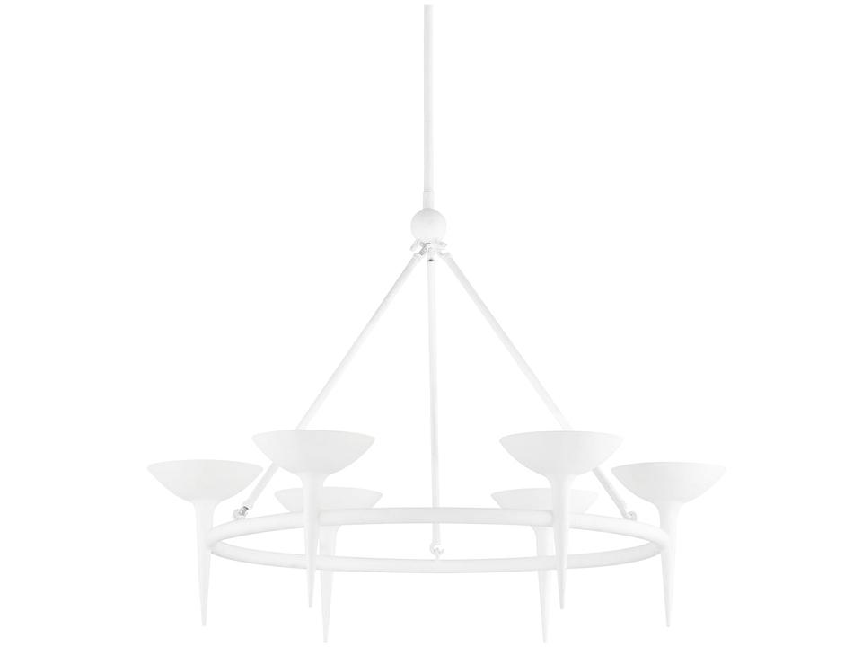 Cecilia 6-Light Chandelier in Gesso White and Stainless Steel