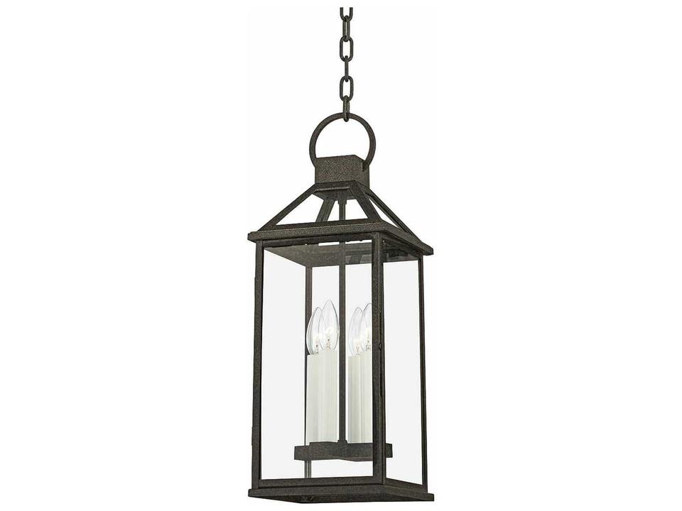 Sanders 4-Light Outdoor Pendant in French Iron and Clear Glass by Becki Owens