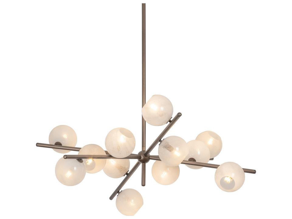 Sonny 12-Light Chandelier in Bronze Leaf with Cloud Seedy Glass