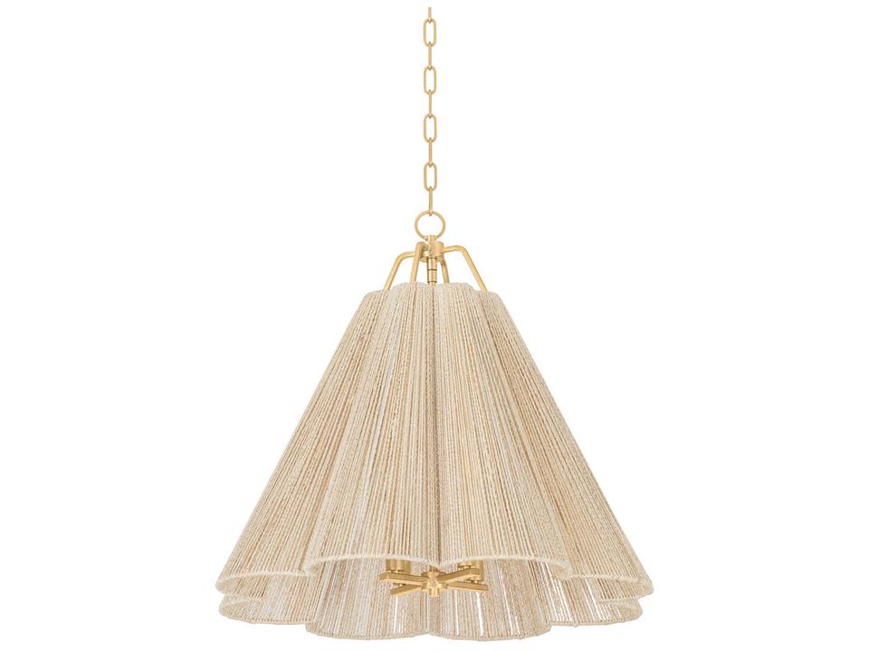Sonoma 4-Light Pendant in Vintage Gold Leaf with Bleached Abaca Rope Shade