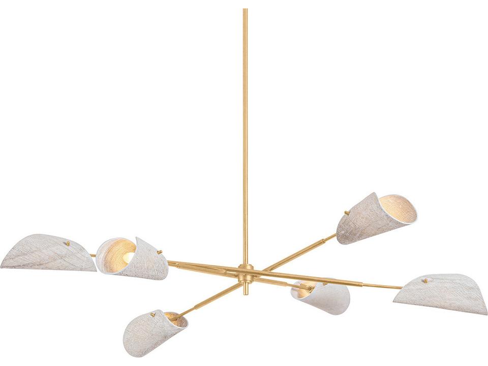 Ken 6-Light Chandelier in Vintage Gold Leaf with Coconut Fiber Shades
