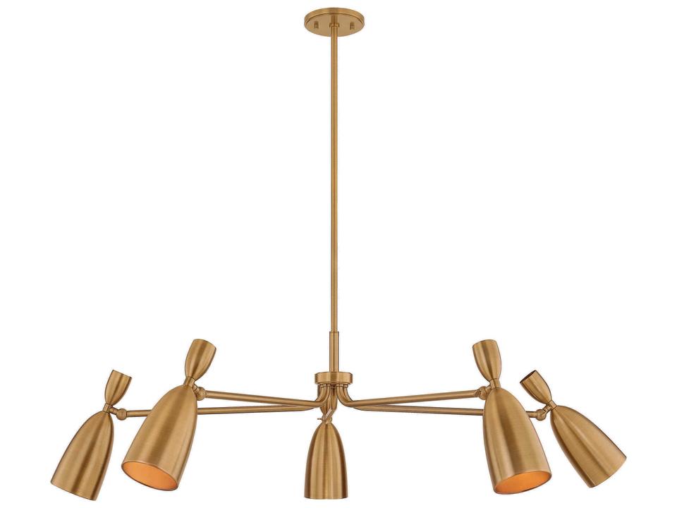 Spade 5-Light Chandelier in Patina Brass and Steel
