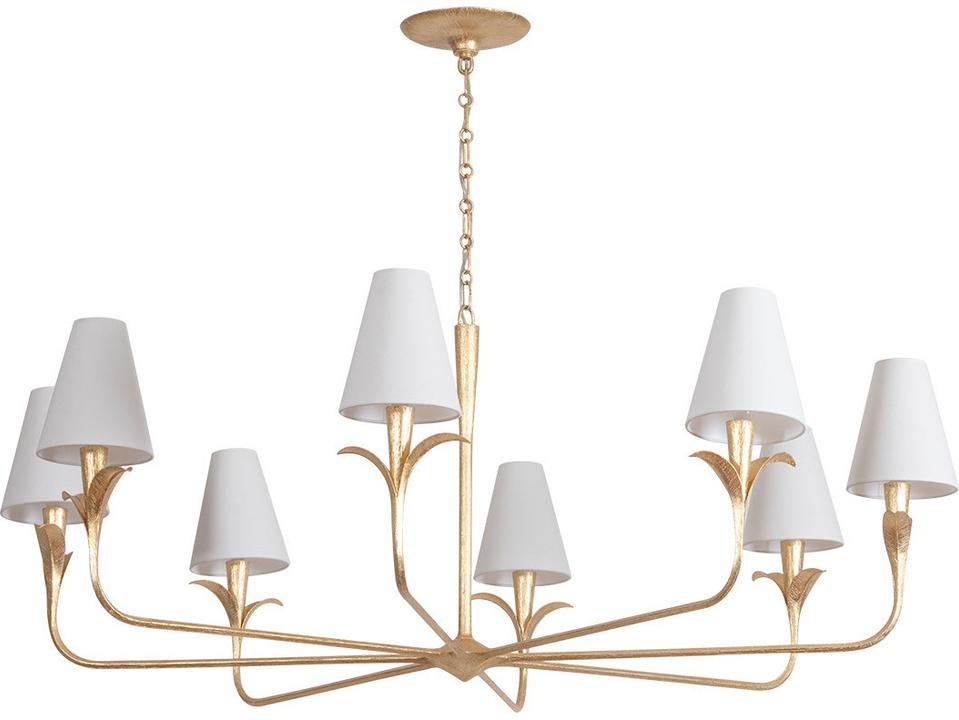 Quill 8-Light Chandelier in Gilded Ivory Iron